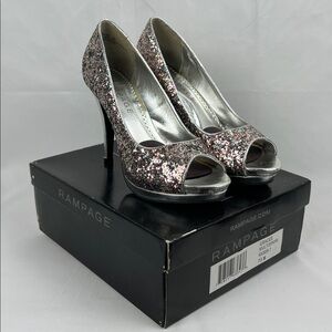 Women's‎ Glitter Peep Toe Heels - Silver Size 7.5M